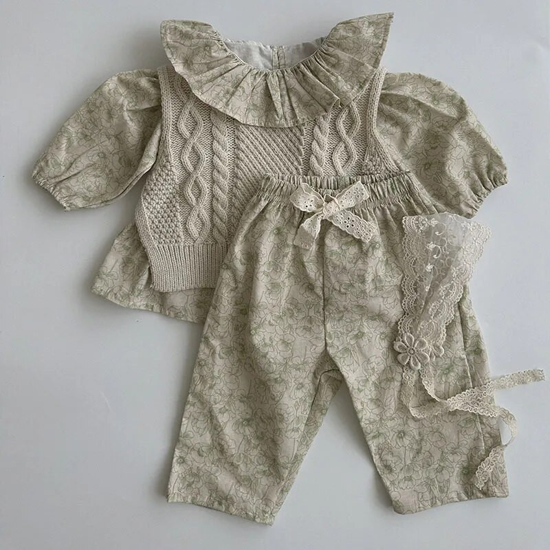 Tavasz és nyár lány csipkedekorációs masnis nadrágok baba bő virágos alkalmi nadrágok tipegő strapabíró sokoldalú vékony nadrágok lányoknak