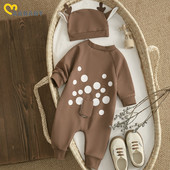 ma&baby 0-18 εκατ. Χριστουγεννιάτικα νεογέννητα βρέφη Βρέφος κοριτσάκι μακρυμάνικη φόρμα ελαφιού + καπέλο χαριτωμένα χριστουγεννιάτικα κοστούμια