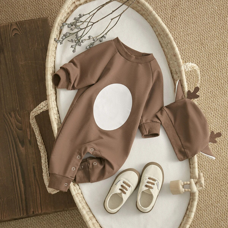 ma&baby 0-18M karácsonyi újszülött csecsemő kisfiú lány jumpsuit hosszú ujjú szarvas nadrág + sapka aranyos karácsonyi jelmezek