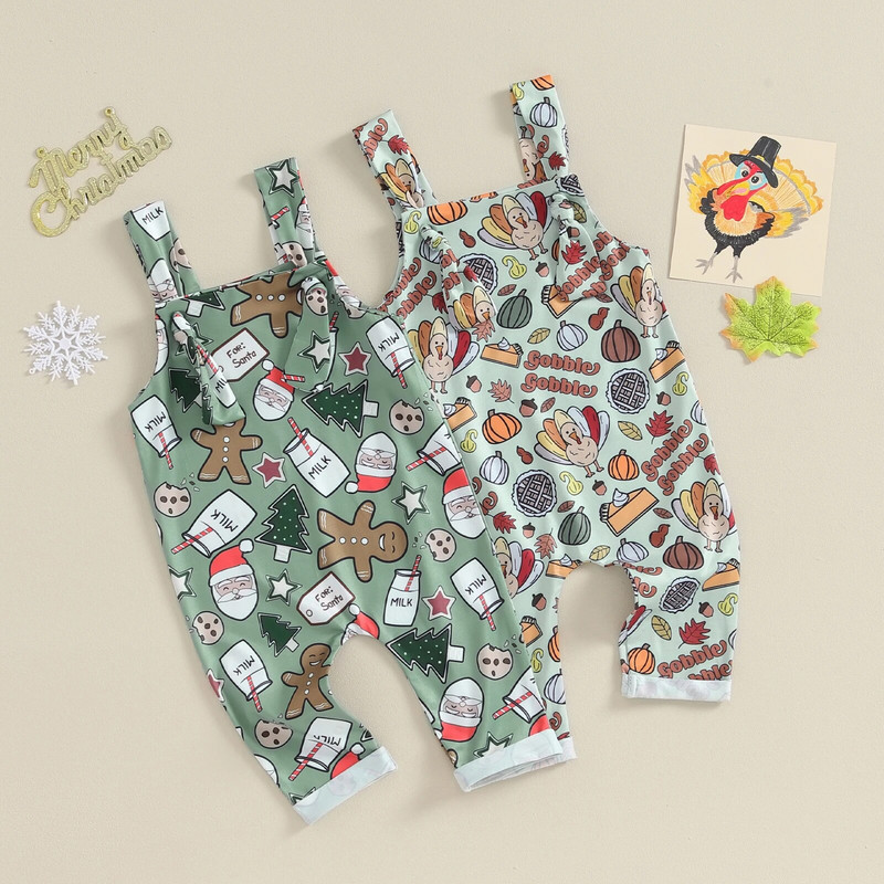 ma&baby 0-24M karácsonyi újszülött csecsemő totyogó baba lányok fiúk jumpsuit Ujjatlan mézeskalács férfi nyomtatott karácsonyi karácsonyi jelmezek