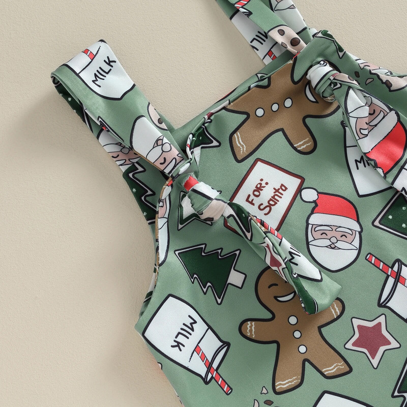 ma&baby 0-24M karácsonyi újszülött csecsemő totyogó baba lányok fiúk jumpsuit Ujjatlan mézeskalács férfi nyomtatott karácsonyi karácsonyi jelmezek