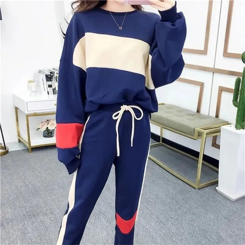 Női atlétaruha 2022 tavaszi nyár hosszú ujjú pulóver Sport ruha 2 db sport szett ruhák csíkos divat futó szettek