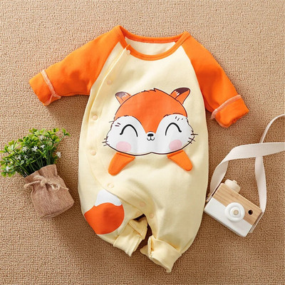 Prowow Cartoon Fox Baby Boys Girls Clothes 0-18M Cotton Cute Romper Bodysuit Спално облекло за новородени Детски гащеризони