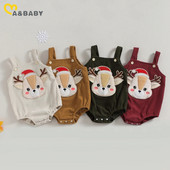 ma&baby 0-18 εκ. Χριστουγεννιάτικο νεογέννητο μωρό αγόρι κοριτσάκι Rompers βρεφικό κοτλέ κέντημα ελάφια ολόσωμη φόρμα Χριστουγεννιάτικες στολές
