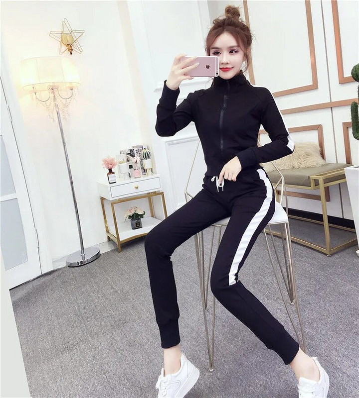 2022 női kétrészes szett ruhák őszi női tréningruha cipzáras felső és nadrág alkalmi sportruha téli 2 részes női szett
