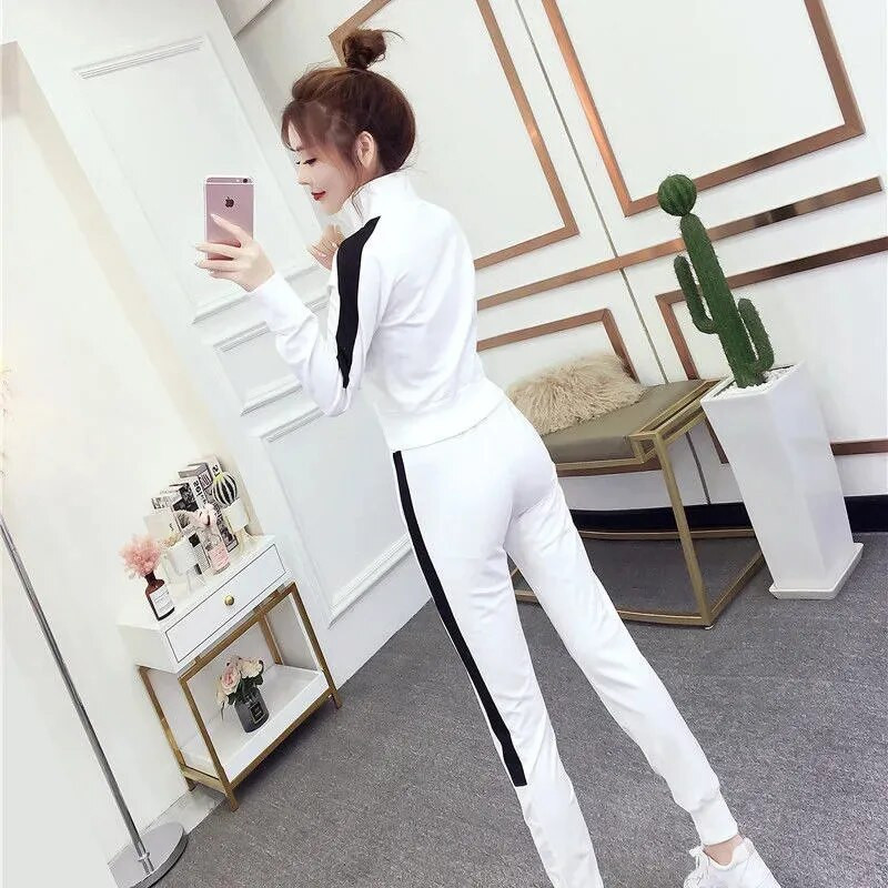 2022 női kétrészes szett ruhák őszi női tréningruha cipzáras felső és nadrág alkalmi sportruha téli 2 részes női szett