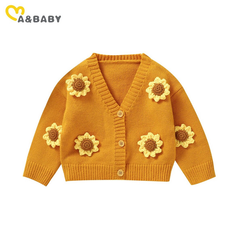 ma&baby 6M-3Y Mala dojenčad Djeca Djevojčice Pleteni džemper dugih rukava Suncokret Odjeća Jesen Zima Odjeća