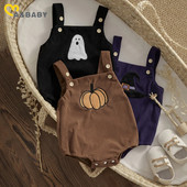 ma&baby 0-18M 1st Halloween Βρεφικές Στολές Νεογέννητο Βρέφος Αγόρι Κοριτσάκι Pumpkin Ghost Print Jumpsuit Κοτλέ φόρμες