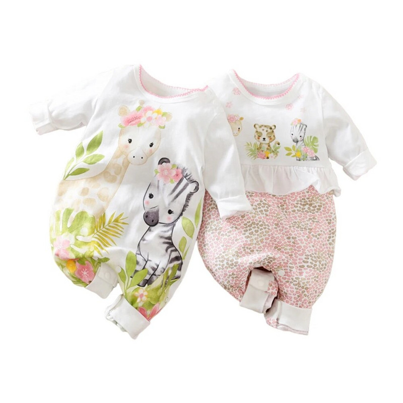 Prowow Tavasz Nyár Kislány Ruhák Aranyos Rajzfilm Baba Romperek Zsiráf Barátok Pizsama Jumpsuitek Gyerekeknek Csecsemők Body