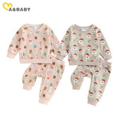 ma&baby 3M-3Y karácsonyi kisgyermek csecsemő gyerek baba lány fiú ruhakészletek hosszú ujjú mikulás nyomtatás felsők nadrágok karácsonyi ruhák jelmezek