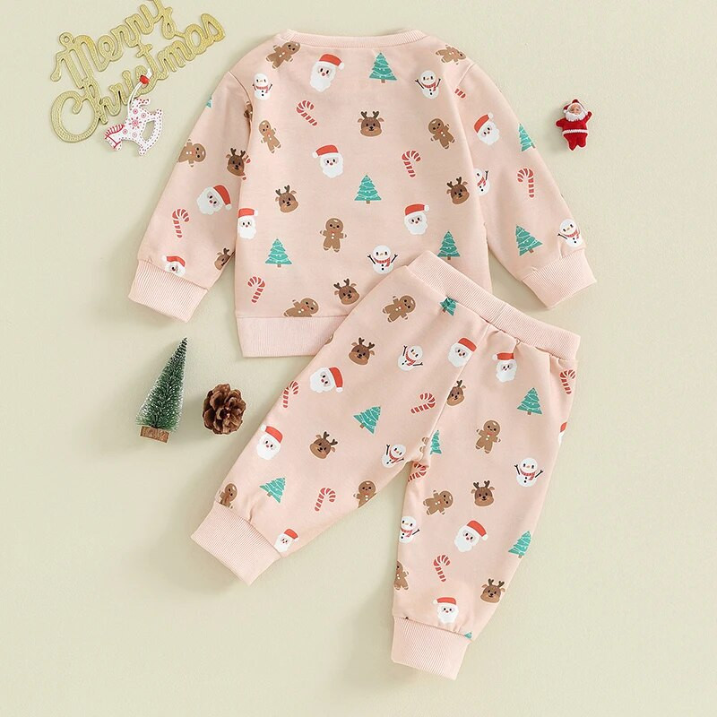 ma&baby 3M-3Y karácsonyi kisgyermek csecsemő gyerek baba lány fiú ruhakészletek hosszú ujjú mikulás nyomtatás felsők nadrágok karácsonyi ruhák jelmezek