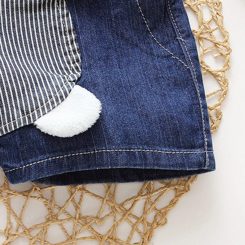 DIIMUU Nyári Overall Rövidnadrágok Fiúk Lányok Farmer Jumpsuitek Kisgyermek ruhák Rajzfilm Fiú Alkalmi Farmer Játszóruhák Baba alsó ruházat