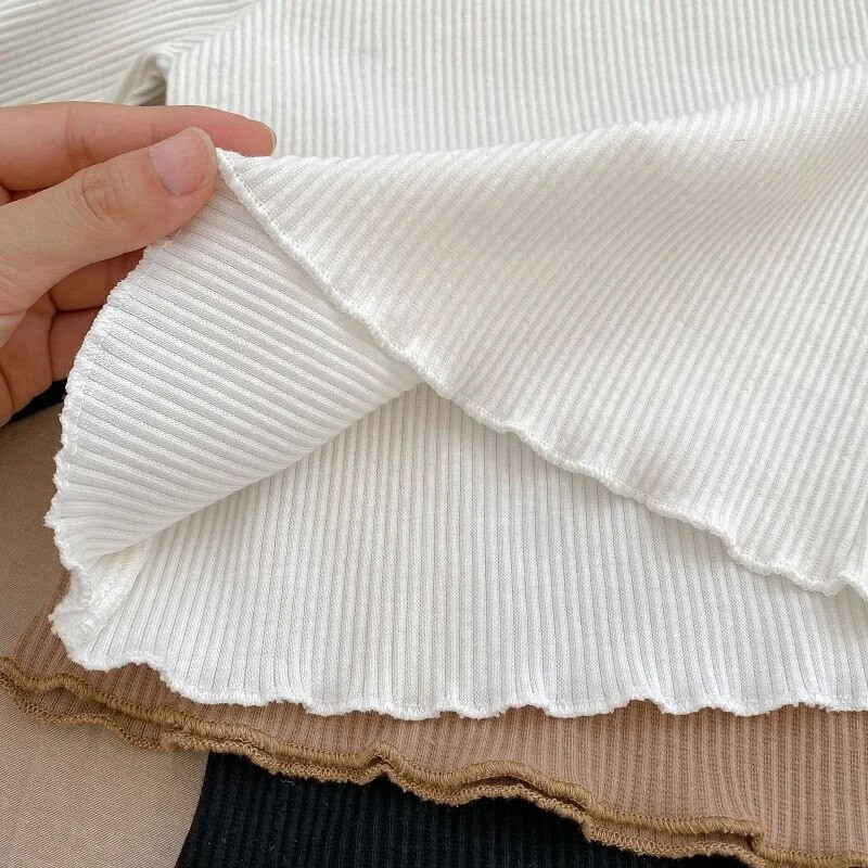 INS őszi baba póló 0-3 éves korig újszülött gyerekek lányok egyszínű nyakú, hosszú ujjú bordás pamut póló felsők alkalmi ruhák