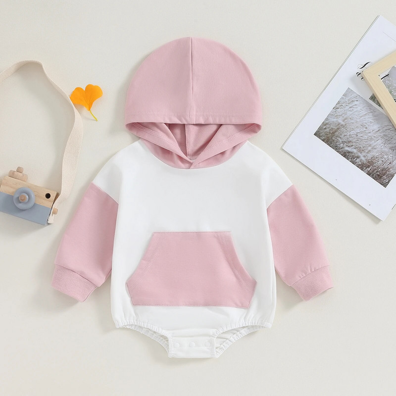 ma&baby 0-18M újszülött csecsemő baba fiú lány hosszú ujjú kapucnis patchwork jumpsuit őszi tavaszi ruházat