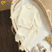 Ma&Baby 0-24M Νεογέννητο Βρεφικά Σετ Βρεφικά Ρούχα Βρεφικά Βρεφικά Μακρυμάνικα παντελόνια Φθινοπωρινά ζεστά ελαστικά μονόχρωμα μπλουζάκια