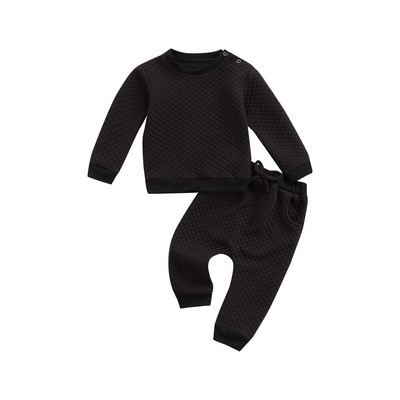 Ma&Baby 0-24M Νεογέννητο Βρεφικά Σετ Βρεφικά Ρούχα Βρεφικά Βρεφικά Μακρυμάνικα παντελόνια Φθινοπωρινά ζεστά ελαστικά μονόχρωμα μπλουζάκια