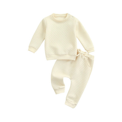 Ma&Baby 0-24M Νεογέννητο Βρεφικά Σετ Βρεφικά Ρούχα Βρεφικά Βρεφικά Μακρυμάνικα παντελόνια Φθινοπωρινά ζεστά ελαστικά μονόχρωμα μπλουζάκια