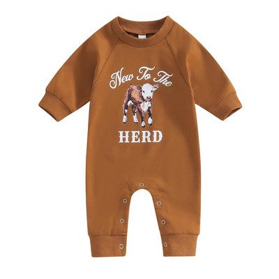 ma&baby 0-12M Νεογέννητο Βρέφος Βρέφη Κοριτσάκια Αγόρια Μακρυμάνικη Ολόσωμη φόρμα αγελάδας Εκτύπωση Φθινοπωρινή άνοιξη Casual ρούχα για μικρά παιδιά
