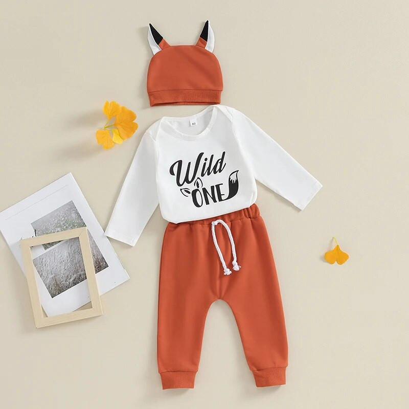 Ma&baby 6-18M újszülött csecsemő baba lány fiú ruha készlet betű hosszú ujjú nadrág nadrág róka fül sapka tavaszi őszi ruhák