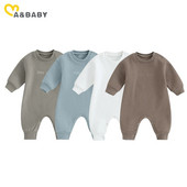ma&baby 0-18M Νεογέννητο Βρέφος Βρέφος Αγόρια Κοριτσάκι Jumpsuit Letter Κέντημα Μακρυμάνικο Romper Ζεστά Φθινοπωρινά Χειμερινά Ρούχα 828ΕΚΠΤΩΣΗ 15-5