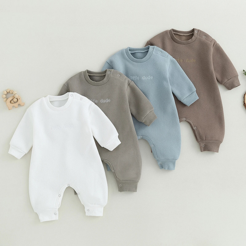 ma&baby 0-18M újszülött csecsemő csecsemő fiú fiú lány jumpsuit levél hímzés hosszú ujjú nadrág meleg ősz téli ruházat 828AKCIÓ 15-5