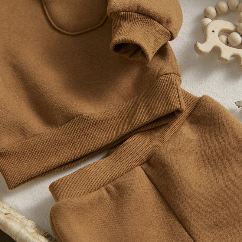 Ma&Baby 0-24M meleg kisgyermek újszülött csecsemő kisfiú lány ruhakészlet vastagabb hosszú ujjú felsők nadrág alkalmi ruhák tréningruha