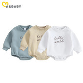 ma&baby 0-6M Νεογέννητο Βρέφος Αγοράκι Κοριτσάκι Romper Μακρυμάνικο Κέντημα Γράμματα Ολόσωμη φόρμα Χαριτωμένη νήπιο Φθινοπωρινή Άνοιξη Ρούχα