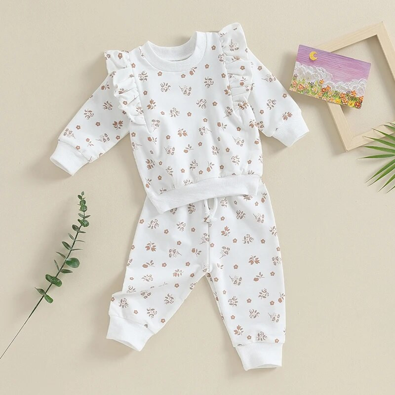 ma&baby 0-24M újszülött csecsemő baba lány ruhák szettek virágmintás hosszú ujjú felsők nadrágok ősz tavaszi ruhák ruházat