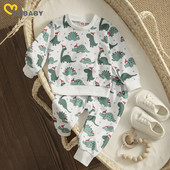ma&baby 0-3Y Χριστουγεννιάτικα Νεογέννητα Αγόρια Κοριτσίστικα Ρούχα Σετ Βρεφικά Βρεφικά Χριστουγεννιάτικα Κοστούμια Παντελόνια μακρυμάνικα μπλουζάκια δεινοσαύρων