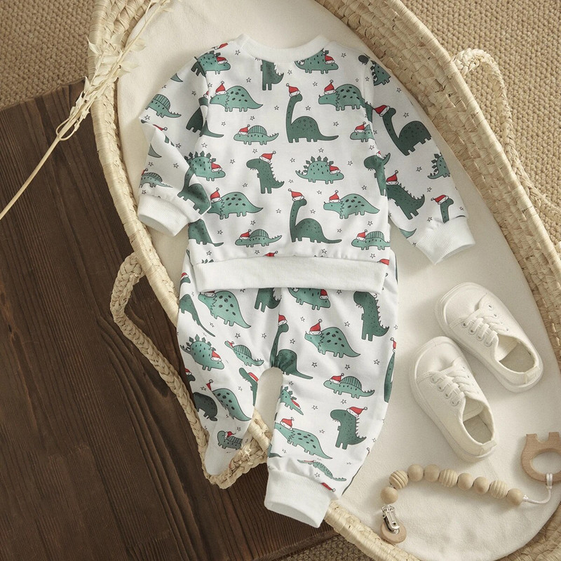 ma&baby 0-3Y Karácsony Újszülött Fiúk Lányok Ruhakészletek Kisgyermekek Csecsemők Karácsonyi Felszerelések Jelmezek Dinoszauruszok Hosszú ujjú Felsők Nadrágok
