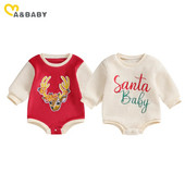 ma&baby 0-18M Χριστουγεννιάτικο Βρέφος Νεογέννητο Νήπιο Μωρό Κοριτσάκι Αγόρι Romper Μακρυμάνικο Ζεστές Χριστουγεννιάτικες στολές