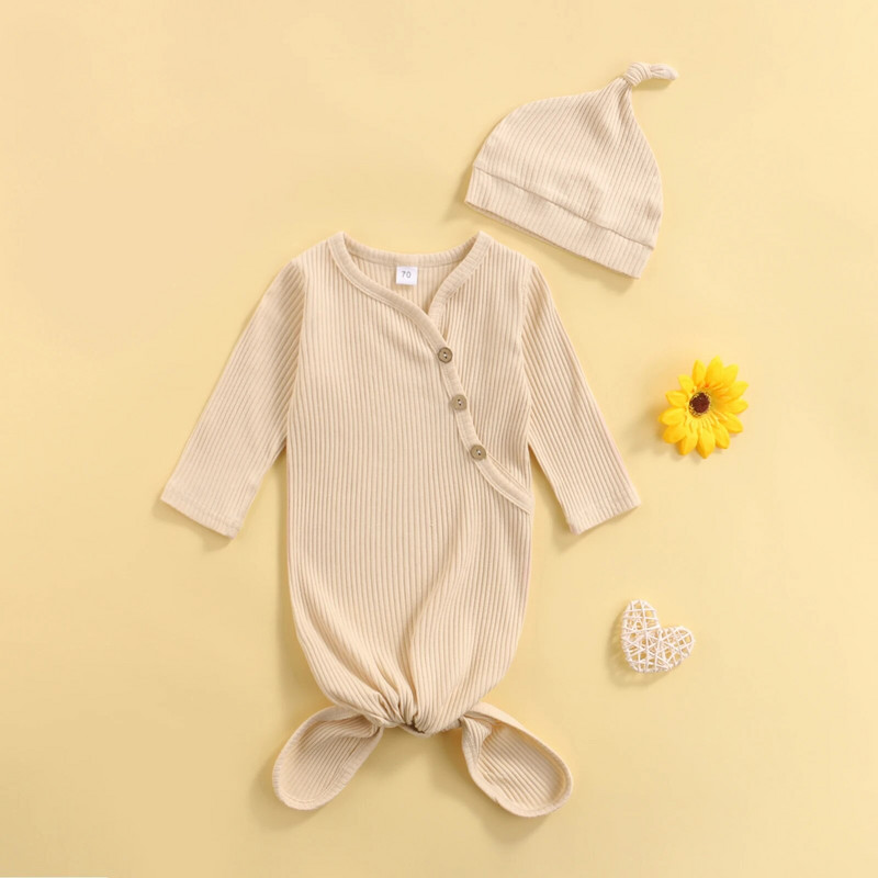 Ma&Baby 0-3M újszülött baba fiú lány hálózsákok kötött hosszú ujjú gombos hálózsák puha ágynemű