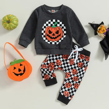 ma&baby 0-3Y Хелоуин Бебе момче Момиче Комплекти дрехи Ghost Pumpkin Kared Print Горнища с дълъг ръкав Панталони Костюми Тоалети