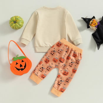 ma&baby 0-3Y Хелоуин Бебе момче Момиче Комплекти дрехи Ghost Pumpkin Kared Print Горнища с дълъг ръкав Панталони Костюми Тоалети