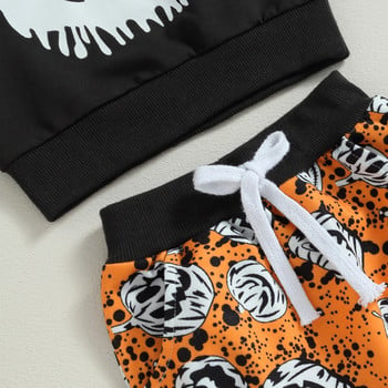 ma&baby 0-3Y Хелоуин Бебе момче Момиче Комплекти дрехи Ghost Pumpkin Kared Print Горнища с дълъг ръкав Панталони Костюми Тоалети