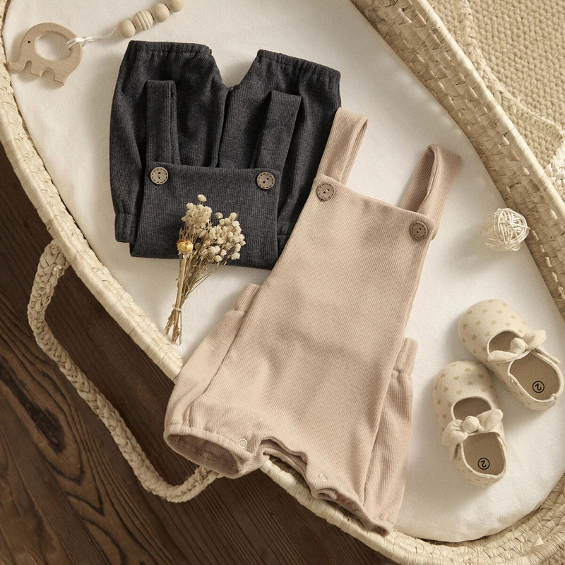 ma&baby 0-18M újszülött csecsemő csecsemő kisgyermek kisfiú lány kötött kombinék egyszínű nyári ruha