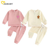 ma&baby 3M-3Y Βρεφικά νεογέννητα νήπια Βρεφικά σετ ρούχων για κοριτσάκια Floral κέντημα μακρυμάνικο μπλουζάκια μονόχρωμα παντελόνια casual outfits