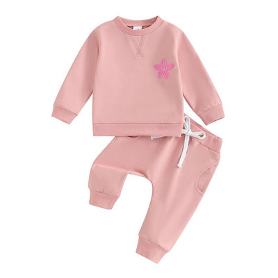ma&baby 3M-3Y Βρεφικά νεογέννητα νήπια Βρεφικά σετ ρούχων για κοριτσάκια Floral κέντημα μακρυμάνικο μπλουζάκια μονόχρωμα παντελόνια casual outfits