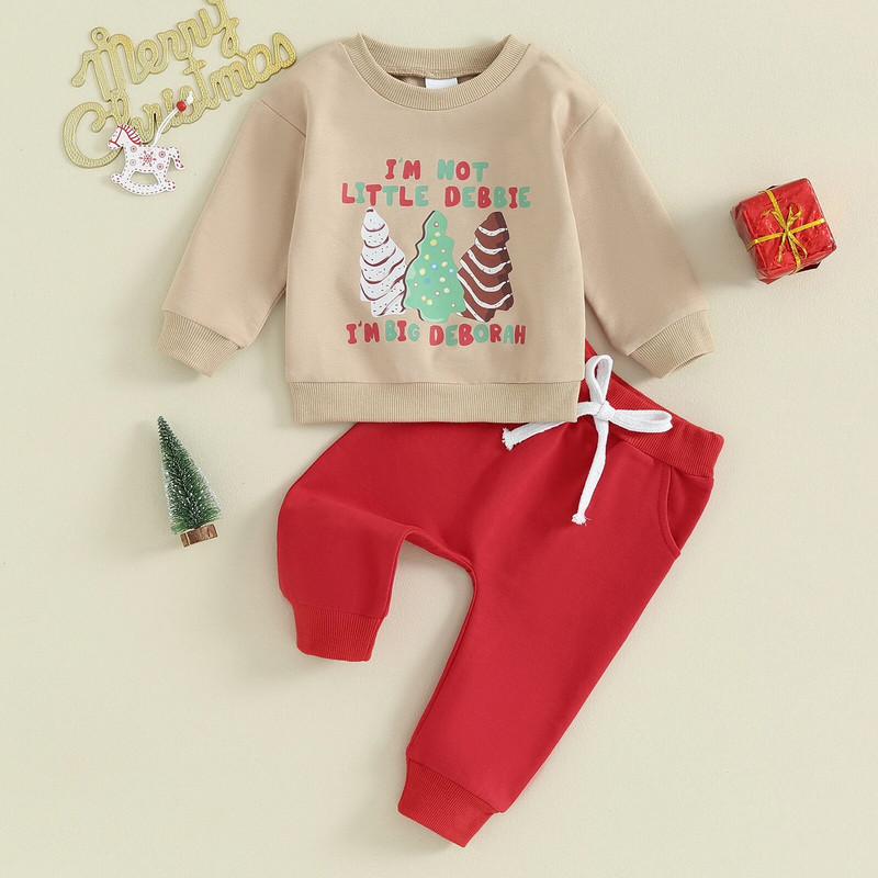 ma&baby 3M-3Y karácsonyi újszülött csecsemő kisfiú lány lány ruhakészletek levélfa nyomat hosszú ujjú felsők nadrágok karácsonyi jelmezek
