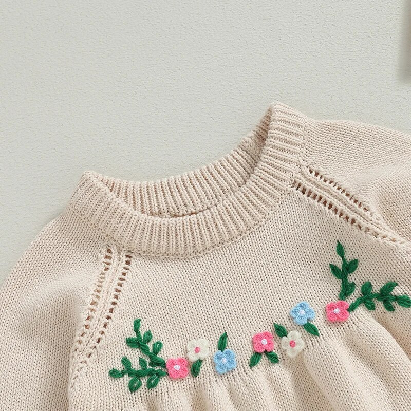 Kislányok Kötött Bordás Romperek Body Hosszú ujjú Tipegő Jumpsuitek Őszi pulóverek Ruhák