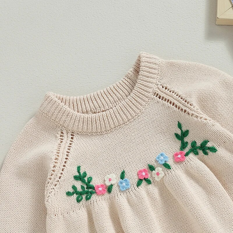 Kislányok Kötött Bordás Romperek Body Hosszú ujjú Tipegő Jumpsuitek Őszi pulóverek Ruhák