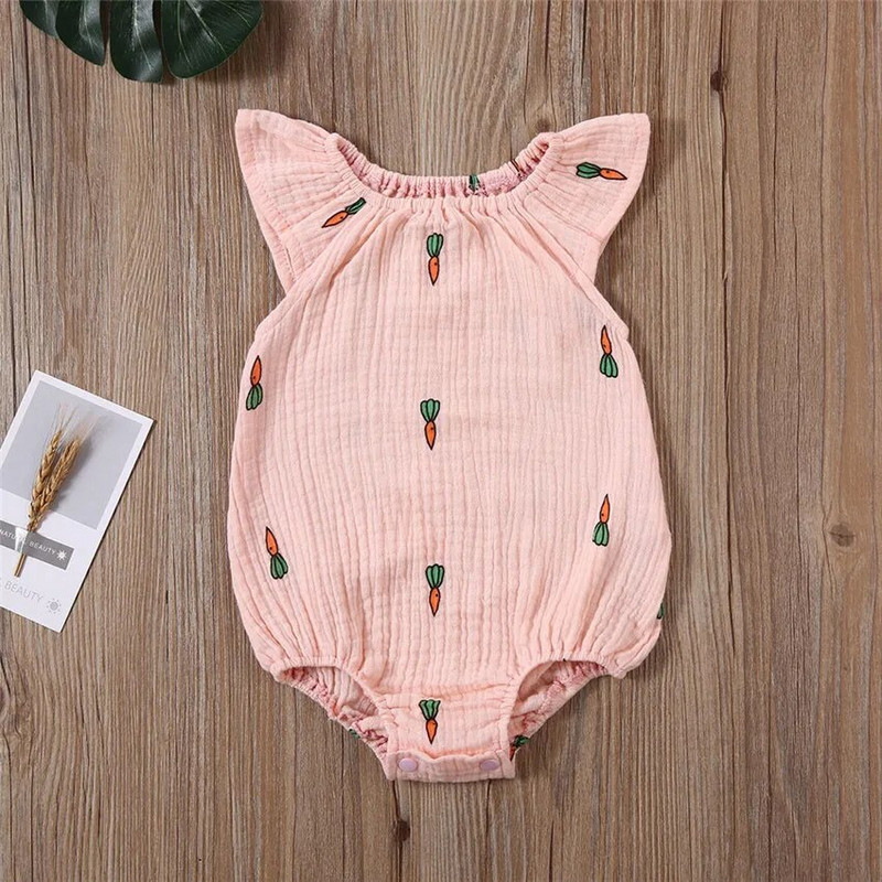 Kislányok Nyári Nyári Uniszex Újszülött Ujjatlan Lányok Nyomtatott Jumpsuit Baba Pamut vászon Puha Ruhák Felszerelések