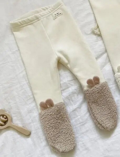 2023 Winter New Baby Cartoon Fleece κολάν βαμβακερό βρεφικό ζεστό καλσόν Χαριτωμένο αρκουδάκι αγόρια κορίτσια καθημερινά παντελόνια Παιδικά παντελόνια