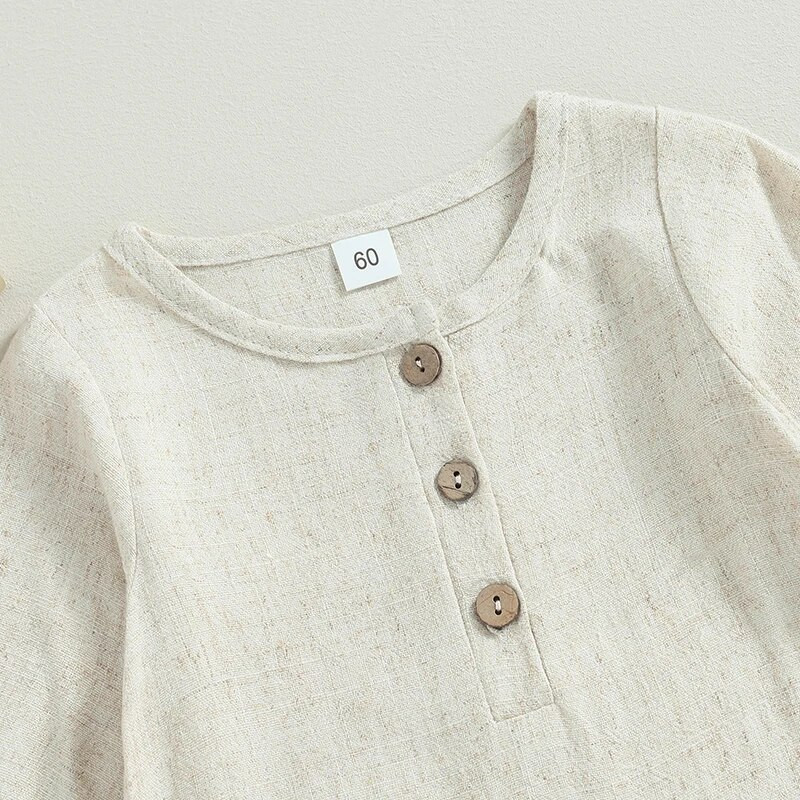 Kisgyermek baba aranyos alsónadrág, egyszínű gombos hosszú ujjú kombiné újszülött őszi ruhákhoz