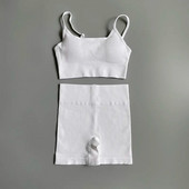 Zökkenőmentes jóga szett tornaruhák rövidnadrággal Crop Top sportmelltartó Női rövidnadrág 2 részes szett Futó edzés ruházat Fitness ruházat