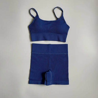 Zökkenőmentes jóga szett tornaruhák rövidnadrággal Crop Top sportmelltartó Női rövidnadrág 2 részes szett Futó edzés ruházat Fitness ruházat