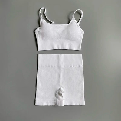 Zökkenőmentes jóga szett tornaruhák rövidnadrággal Crop Top sportmelltartó Női rövidnadrág 2 részes szett Futó edzés ruházat Fitness ruházat