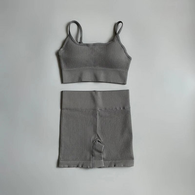 Zökkenőmentes jóga szett tornaruhák rövidnadrággal Crop Top sportmelltartó Női rövidnadrág 2 részes szett Futó edzés ruházat Fitness ruházat