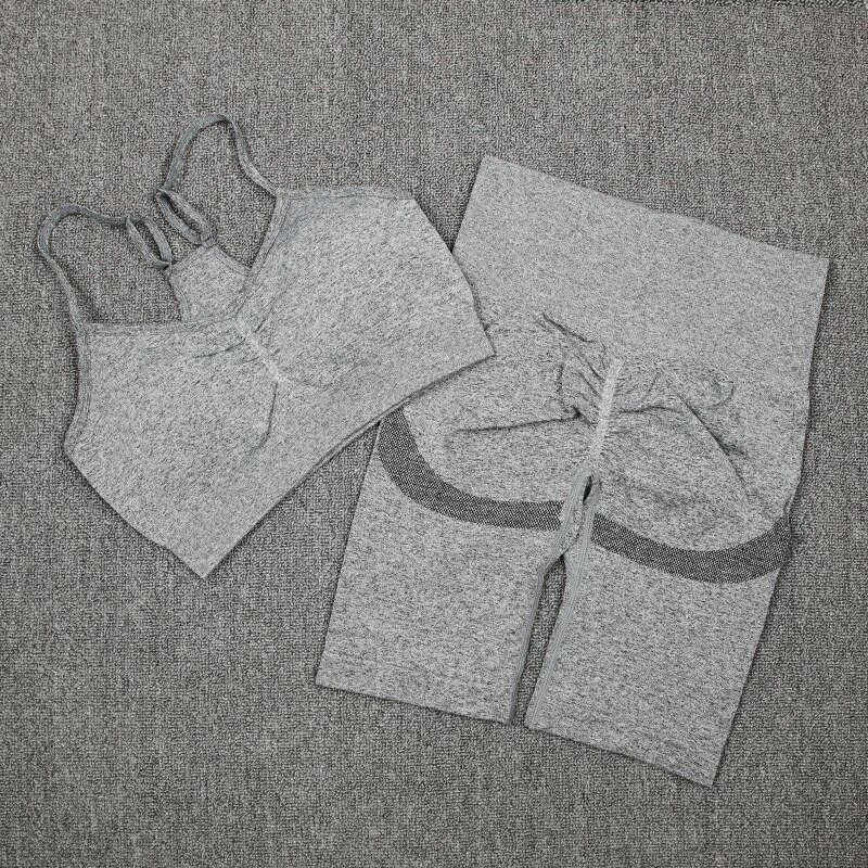 ATHVOTAR 2 db Női sportruha edzőtermi szett Szexi melltartó varrat nélküli rövidnadrág edzés Futóruházat Edzőtermi viselet Atlétikai jóga szett