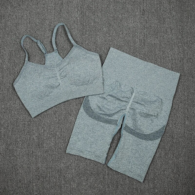 ATHVOTAR 2 db Női sportruha edzőtermi szett Szexi melltartó varrat nélküli rövidnadrág edzés Futóruházat Edzőtermi viselet Atlétikai jóga szett